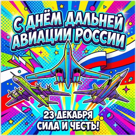 Яркая открытка с днем дальней авиации