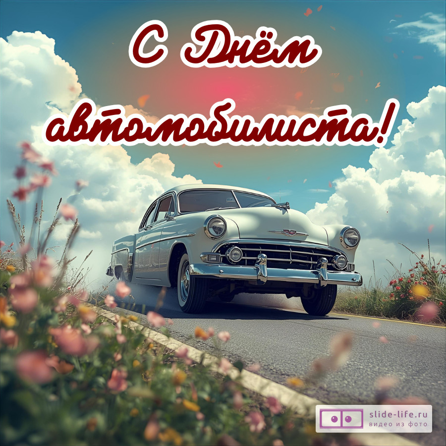 Оригинальная открытка с Днём автомобилиста