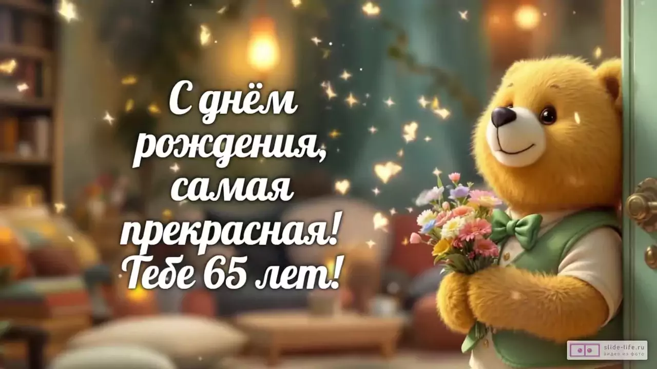Современное видео поздравление с днем рождения женщине 65 лет