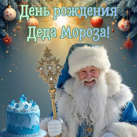 Открытка на день рождения деда мороза