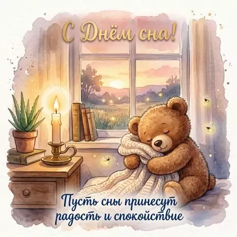 С Днём сна Сладкие сны и тёплые пожелания