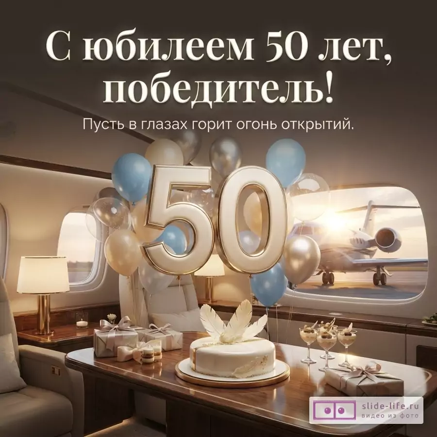 Открытка мужчине на юбилей 50 лет со словами победителю