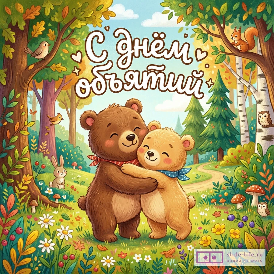 Оригинальная открытка с Днём объятий