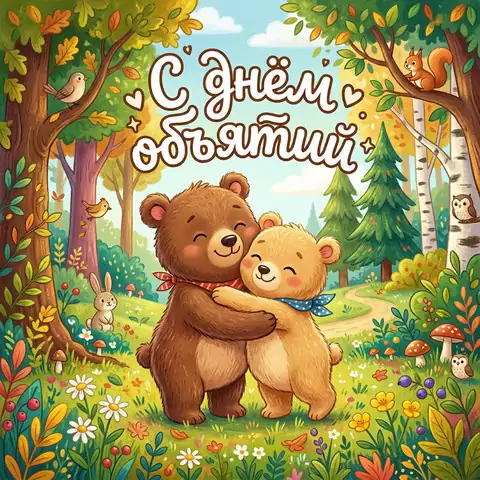 Оригинальная открытка с Днём объятий