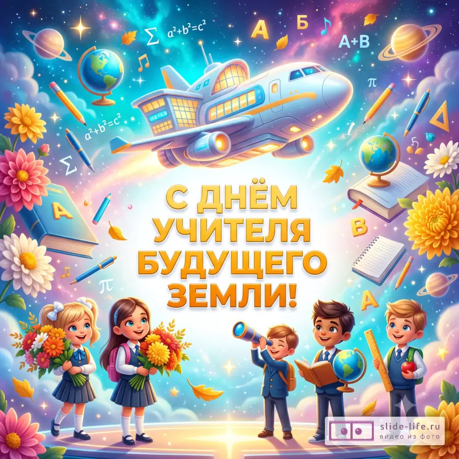 С Днём учителя 5 октября — волшебная открытка для любимого учителя