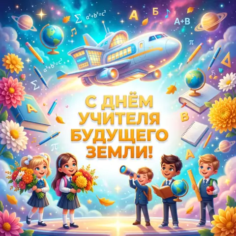 С Днём учителя 5 октября — волшебная открытка для любимого учителя