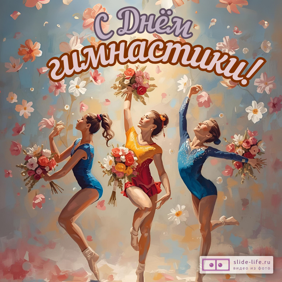 Оригинальная открытка с Днём гимнастики