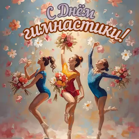 Оригинальная открытка с Днём гимнастики