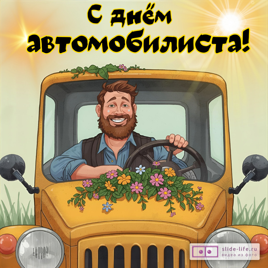 Прикольная открытка на день автомобилиста