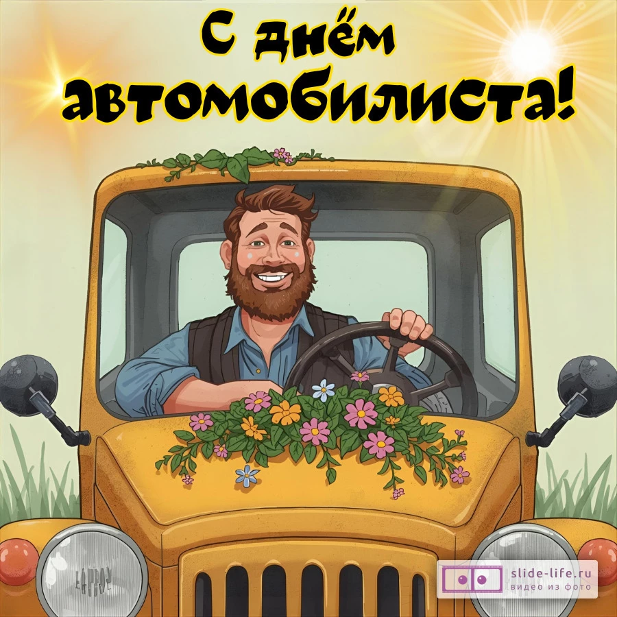 Прикольная открытка на день автомобилиста