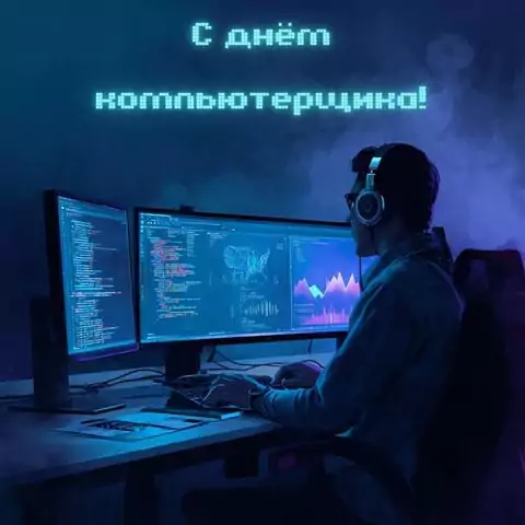 С днём компьютерщика — красивая открытка с поздравлением