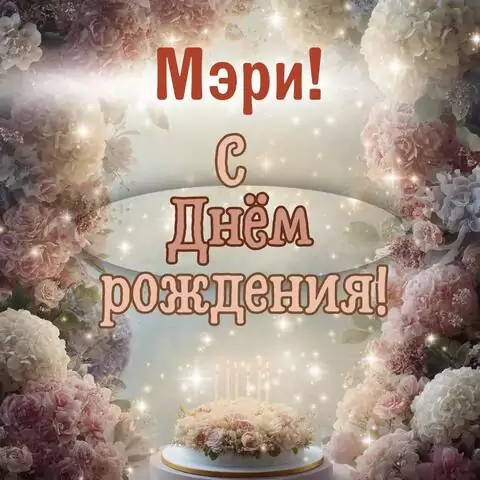 Мэри, с Днём рождения! Красивая открытка