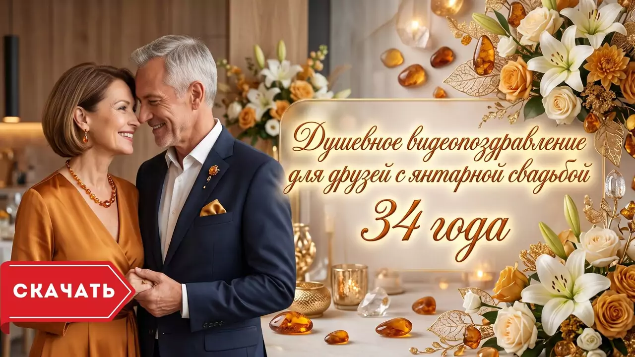 Видеопоздравление с Янтарной свадьбой 34 года о парном драйве друзей
