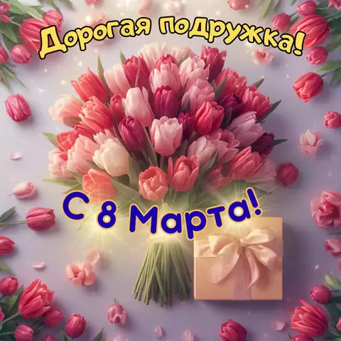 Современная открытка с 8 марта подруге