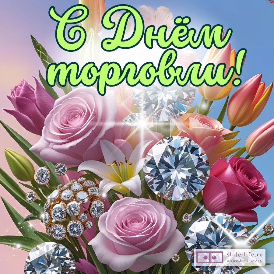 Оригинальная открытка с Днём работника торговли