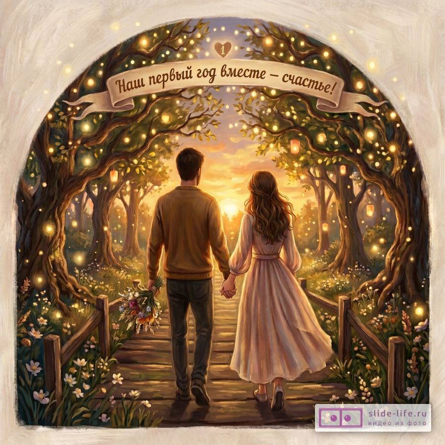 С годовщиной ситцевой свадьбы — 1 год в любви и счастье!