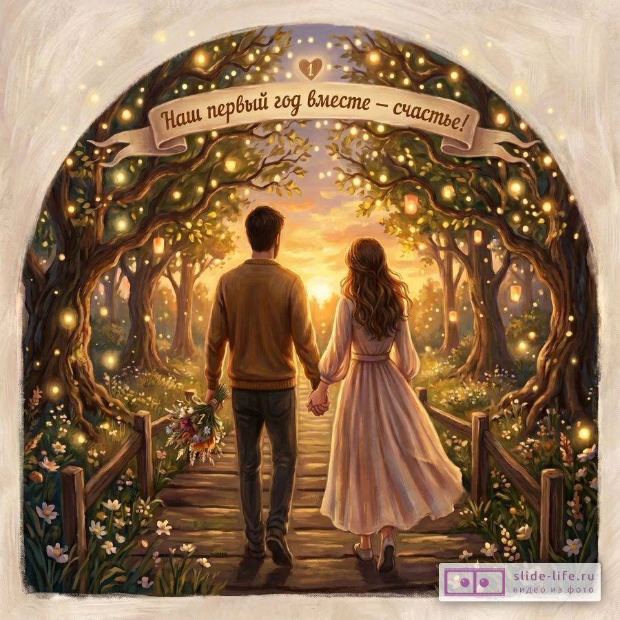 С годовщиной ситцевой свадьбы — 1 год в любви и счастье!