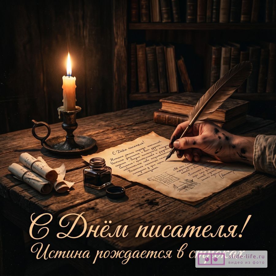 Поздравление с Днём писателя — красивая открытка скачать бесплатно