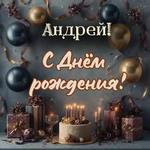 Андрей, с Днём рождения! Красивая открытка