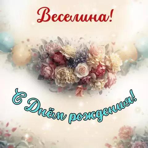 Веселина, с Днём рождения! Стильная открытка