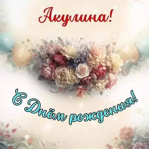 Акулина, с Днём рождения! Стильная открытка