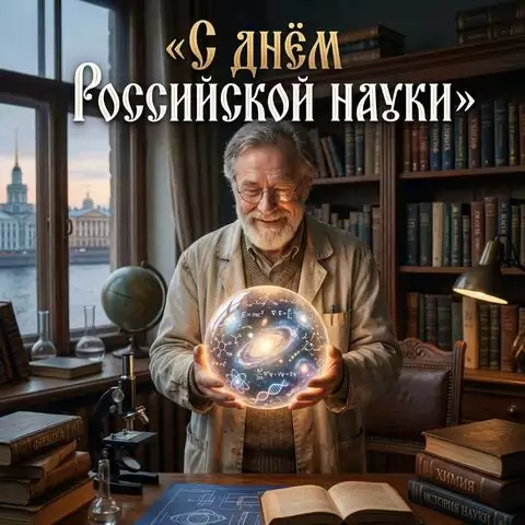 Открытка С Днём российской науки для учёных и преподавателей