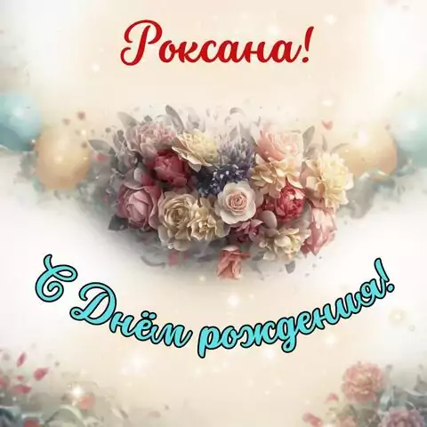 Роксана, с Днём рождения! Стильная открытка