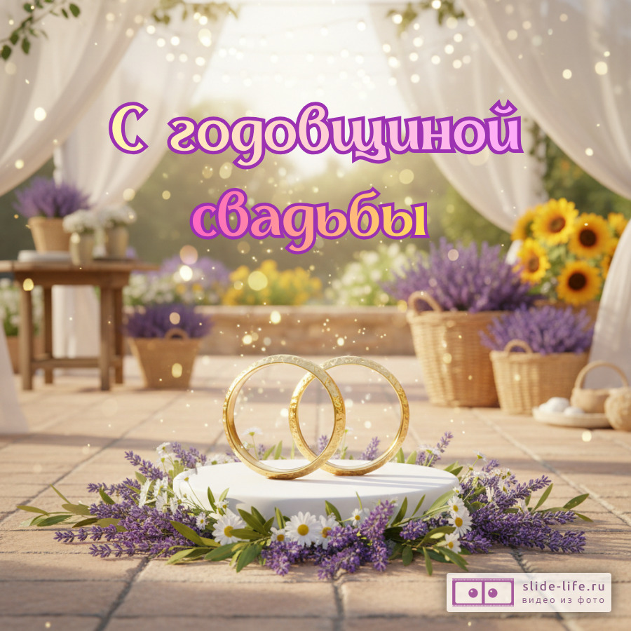 Современная открытка с годовщиной свадьбы