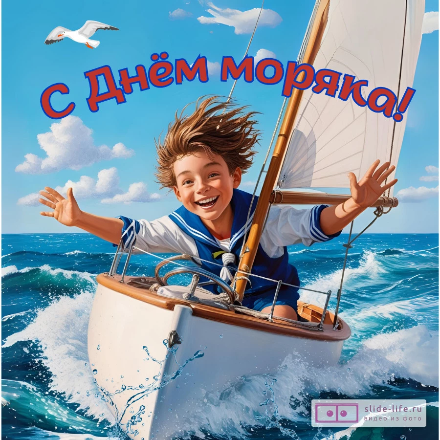 Оригинальная открытка с Днём моряка