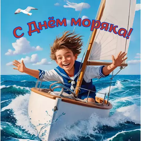 Оригинальная открытка с Днём моряка