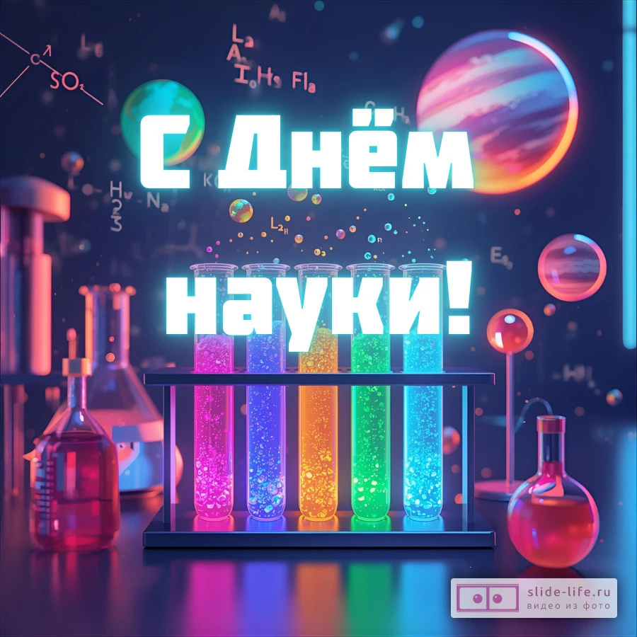 Красивая открытка с Днём науки