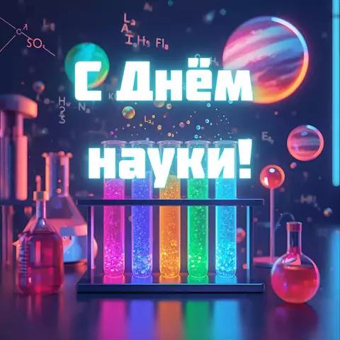 Красивая открытка с Днём науки