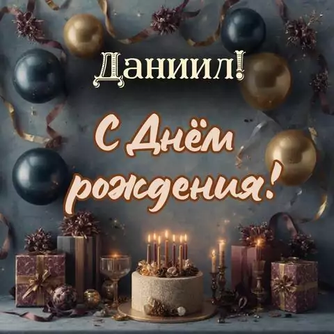 Даниил, с Днём рождения! Красивая открытка