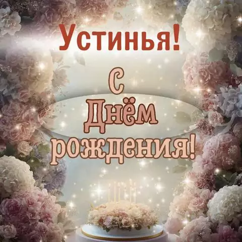 Устинья, с Днём рождения! Красивая открытка