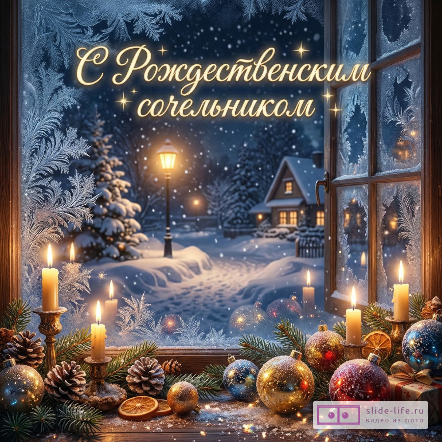 Красивая открытка с Рождественским сочельником