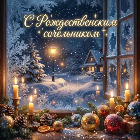 Красивая открытка с Рождественским сочельником