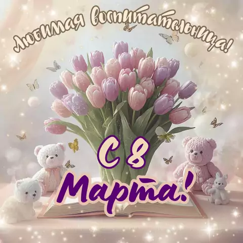 Красивая открытка с 8 марта воспитателю