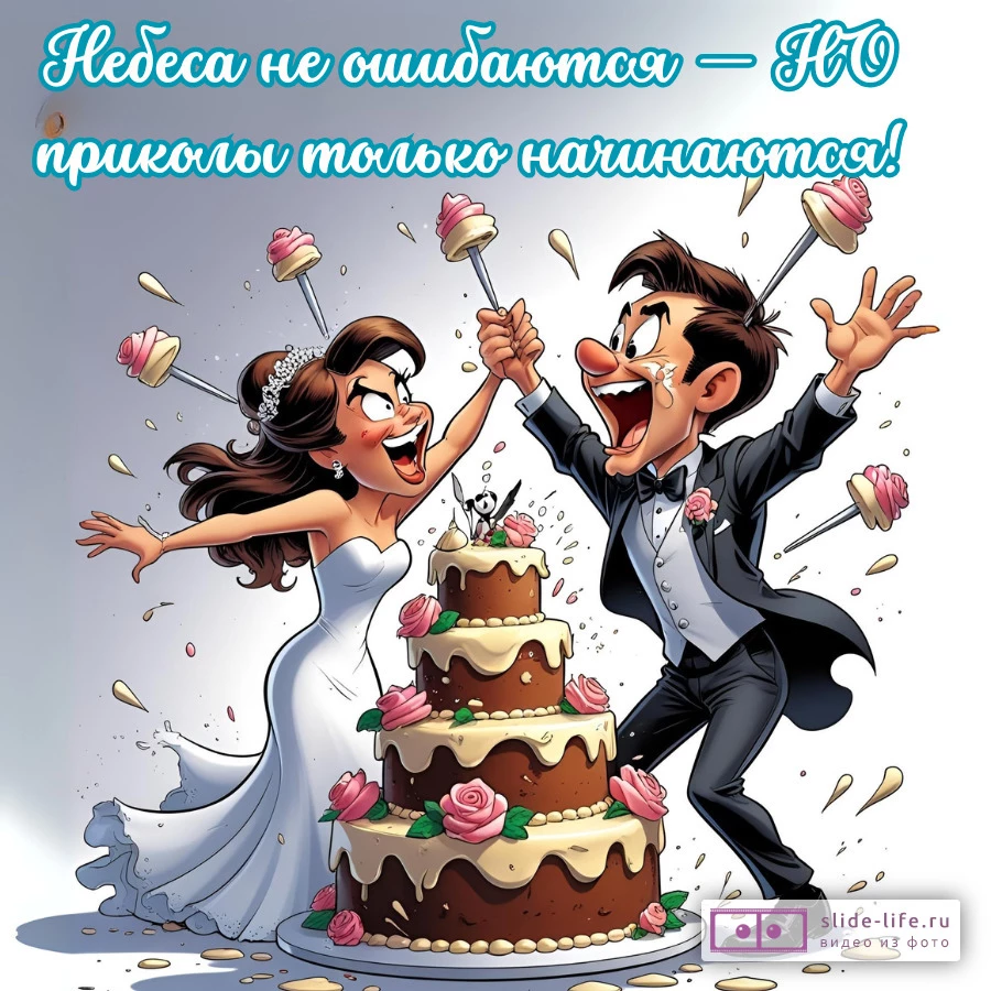Открытка на день свадьбы с юмором