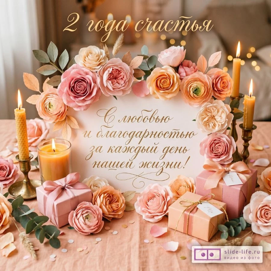 Открытка на 2 года свадьбы: для самых счастливых влюбленных