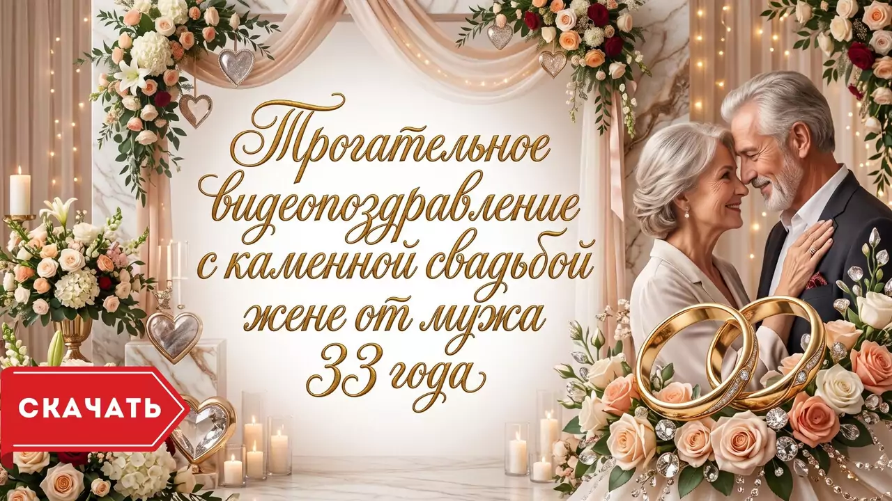 Видеопоздравление жене с каменной свадьбой о несокрушимом покое и нежности