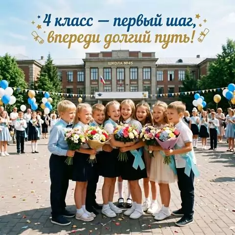 Выпускной 4 класса — Первый шаг на пути к мечте хорошая открытка