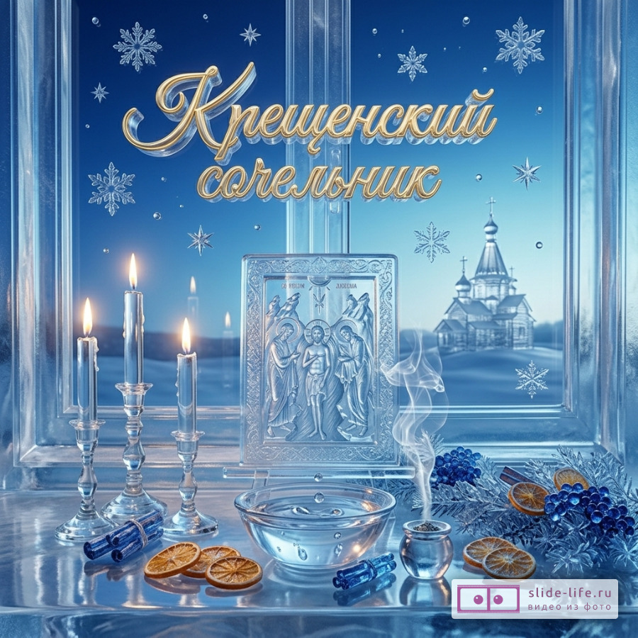 С Крещенским сочельником — открытка с пожеланиями и теплыми словами