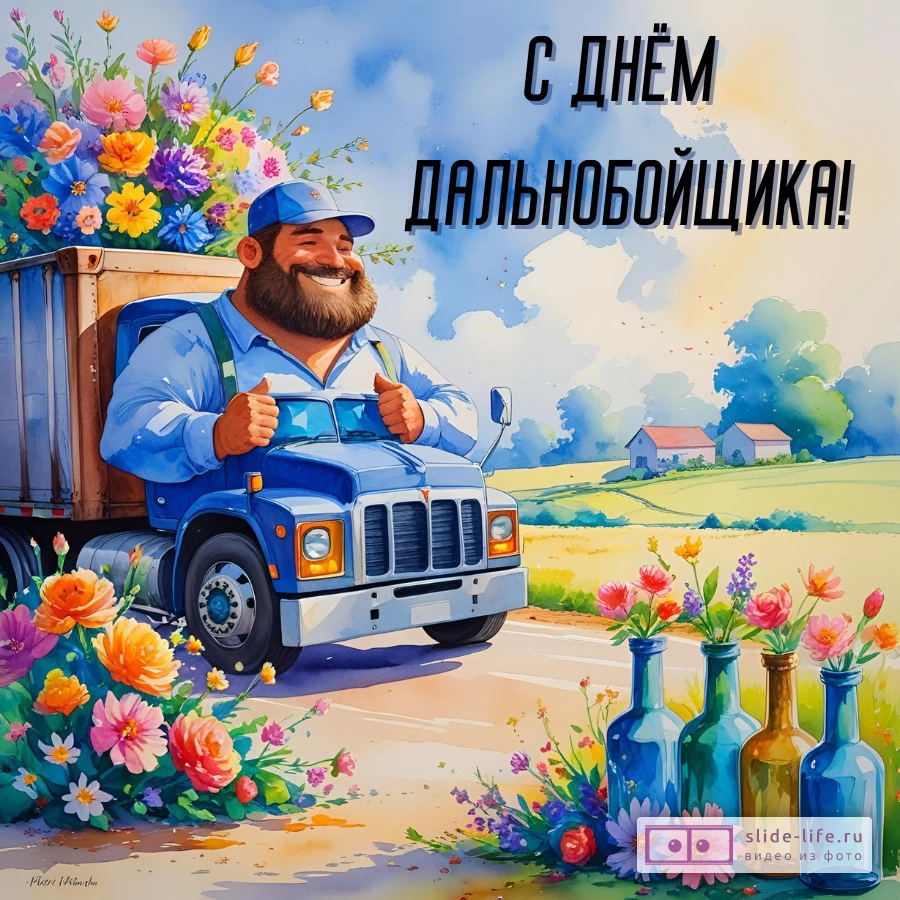 Красивая открытка с Днём дальнобойщика