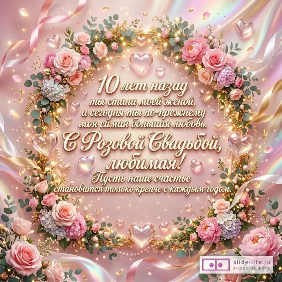 Любимой жене с 10-летием свадьбы — Трогательное поздравление с Розовой Свадьбой