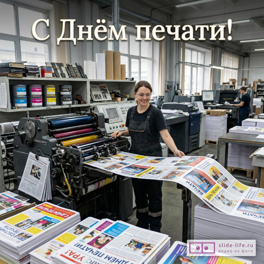 С Днём печати — открытка с поздравлением для работников типографии и СМИ