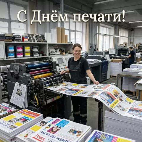 С Днём печати — открытка с поздравлением для работников типографии и СМИ