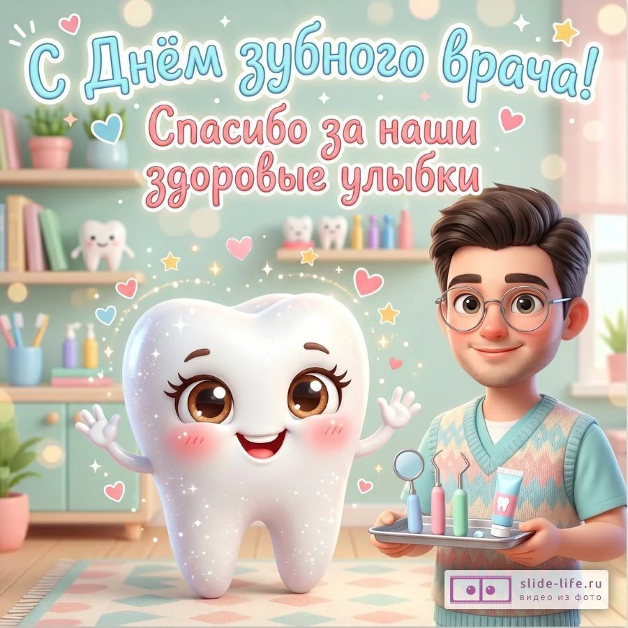 Красивая открытка с Днём зубного врача