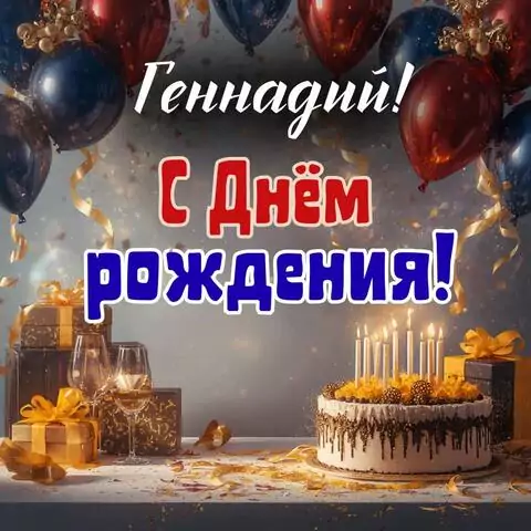 Геннадий, с Днём рождения! Современная открытка
