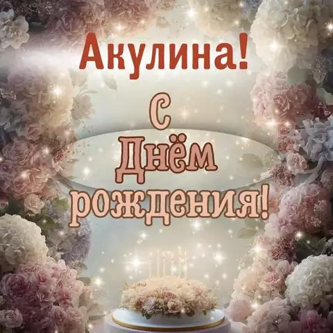Акулина, с Днём рождения! Красивая открытка