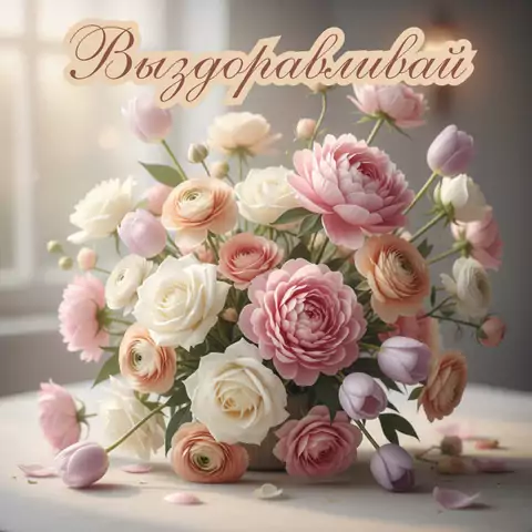 Картинка Выздоравливай с цветами